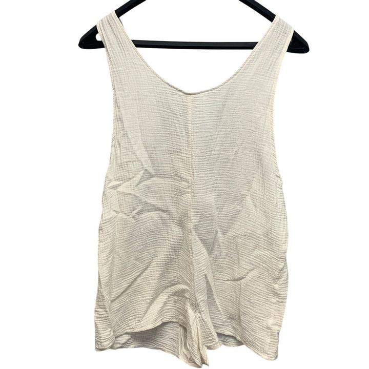 Xhilaration Womens Medium White 100% Cotton Front Button Textured Romper