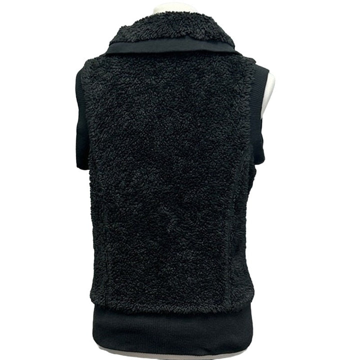 Artisans Womens Medium Fuzzy 100% Polyester Reversible Zip Up Warm Vest