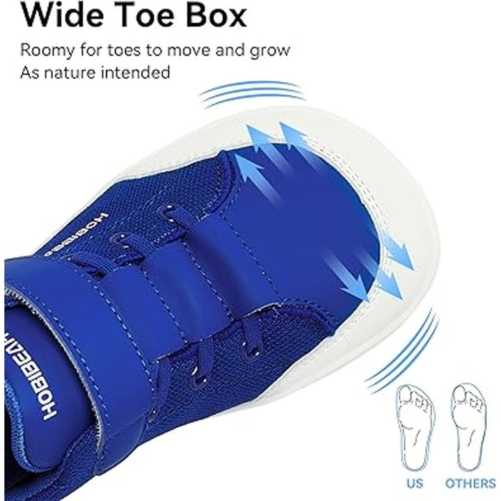 Hobibear Boys Size 1 Blue Hook Loop Wide Toe Box Elastic Lace Athletic Shoes