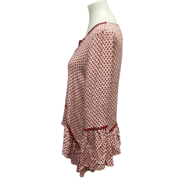 New RIley + James Womens Small Rayon Long Bell Sleeve Peasant V Neck Blouse