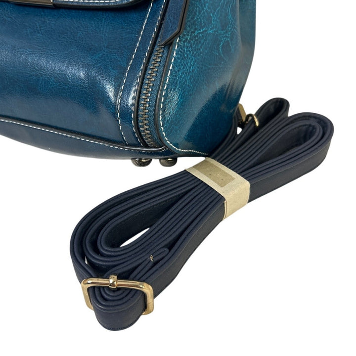 Imeetu Womens Blue Faux Leather Metal Latch Removeable Strap Crossbody Handbag