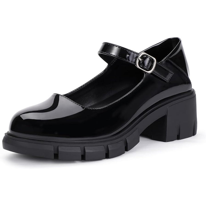 New IDIFU Womens Size 9 Black Patent Leather Platform Mary Janes Dress Shoes