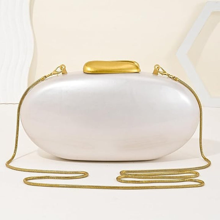 Ryxuzer Womens Pearl Acrylic Magnet Latch Detachable Chain Clutch Purse Handbag