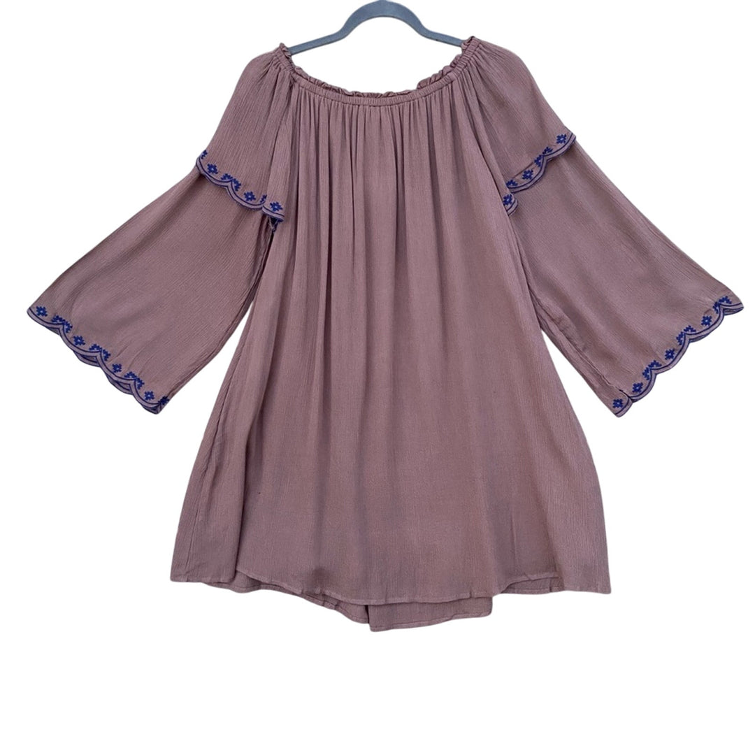 NWT New Mittoshop Womens Large Long Sleeve Lined Peasant Mini Dress w Pockets
