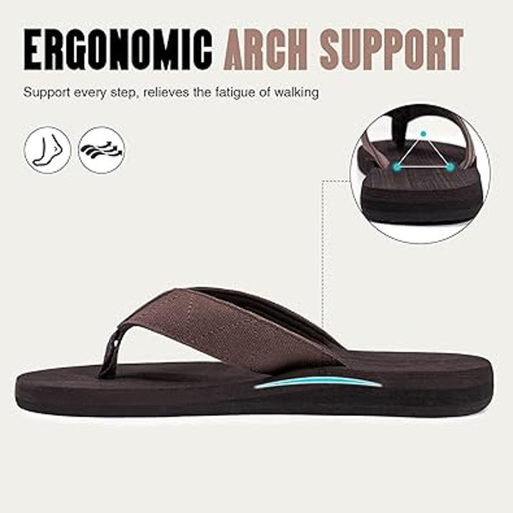 New Fitory Mens Size 11 Brown Cushioned Thong Slide On Flip Flop Comfort Sandals