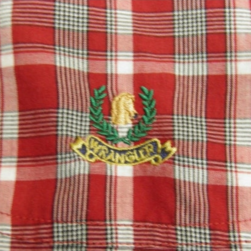 Wrangler Riata Mens XXL Short Sleeve Button Down Plaid Embroidered Pocket Shirt