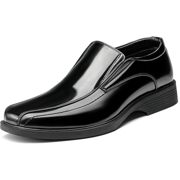 New Bruno Marc Mens Size 8 Shiny Black Square Toe Dress Loafers Formal Shoes
