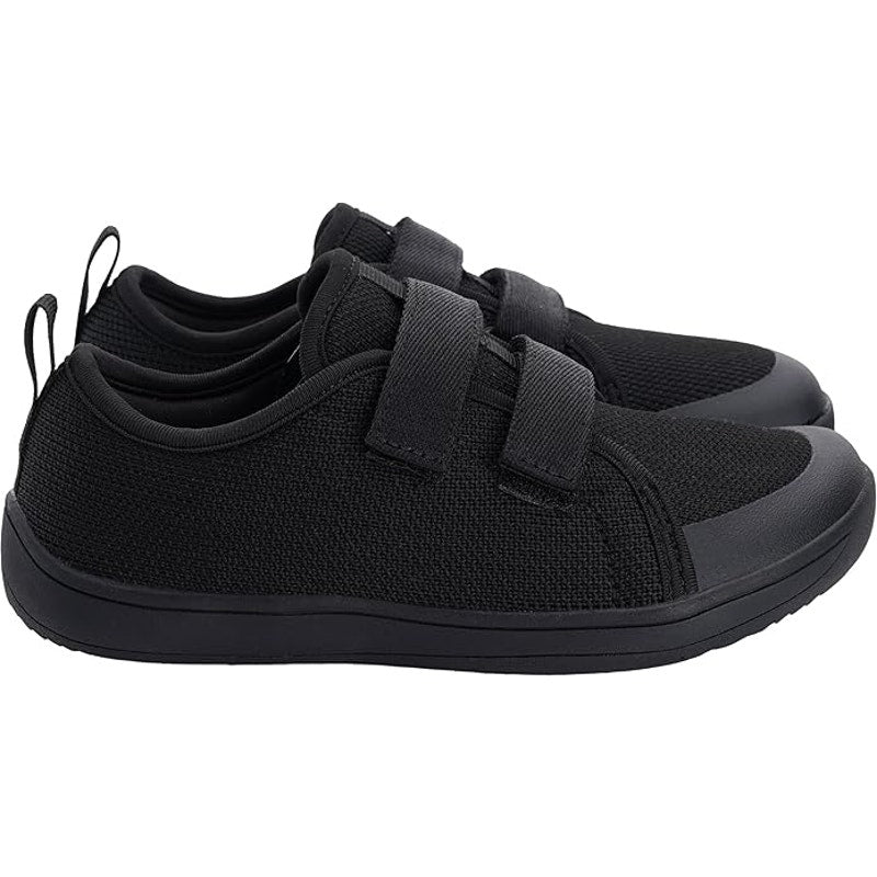 Whitin Boys Size 1.5 Black Sneakers Hook Loop Fastener Round Toe Barefoot Shoes