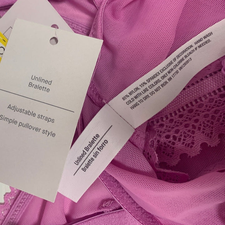 2 NWT New Auden Small Mauve Adjustable Straps Unlined Lace Lacy Bra Bralettes