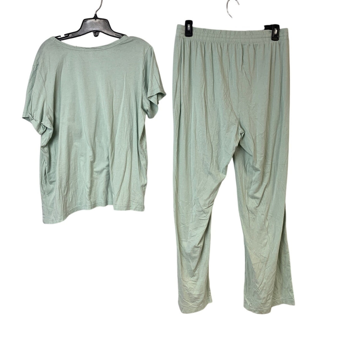Upcycled Hand Printed Womens 1X Bluey Bingo Easter T Shirt Pants Pajama Set