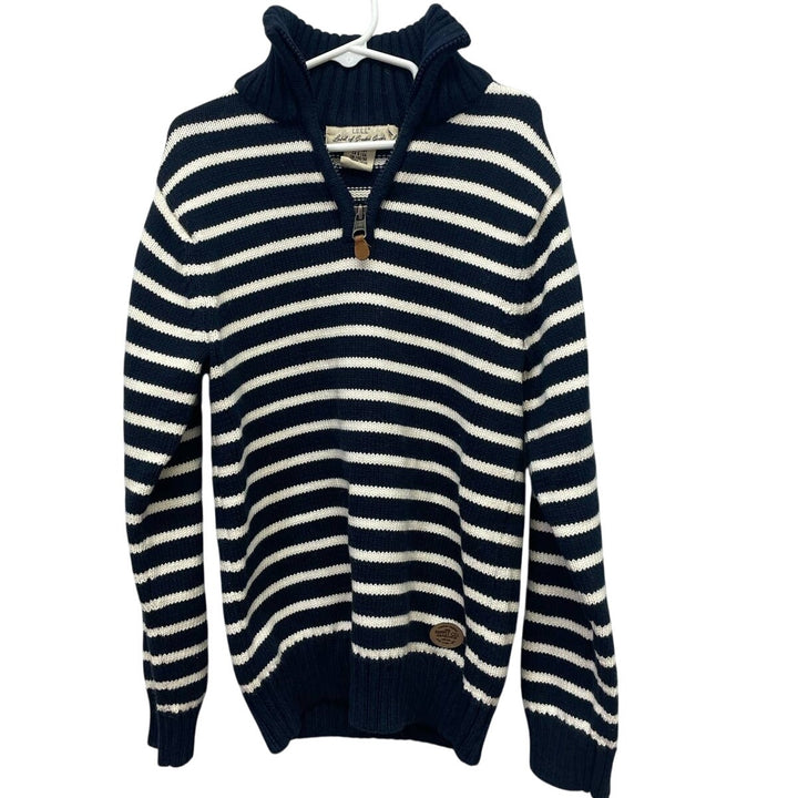H&amp;M LOGG Boys Medium 8-10 Cotton Navy Long Sleeve 1/4 Zip Pullover Sweater