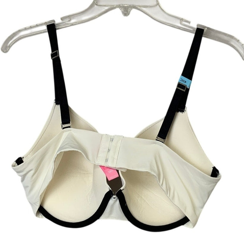New Isaac Mizrahi Womens Size 38D White Black Padded Underwire Front Bow Bra
