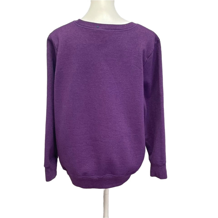 Hand Printed Upcycled Womens 2XL Vintage Orchid Botanical Flower Sweatshirt