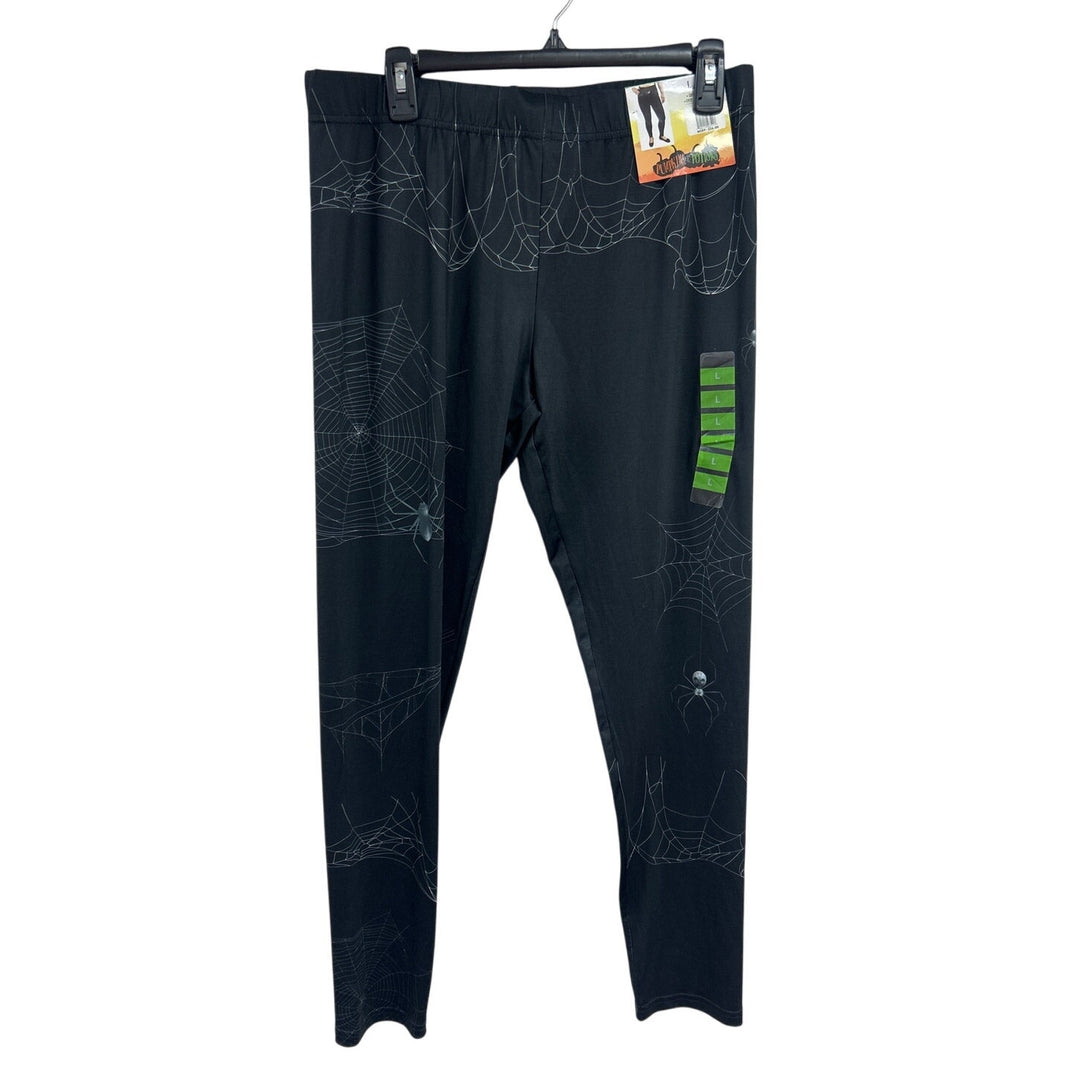 NWT New Pumpkins &amp; Potions Womens Large Black Halloween Spider Web Leggings