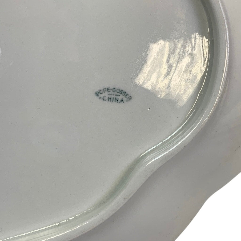 Vintage 1929 Pope-Gosser Sepia Gold Trimmed China 18" Oval Serving Platter