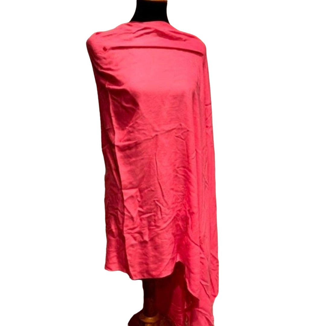 Handmade Upcycled Large Draping Hot Pink Fringed Poncho Lightweight Wrap Shawl
