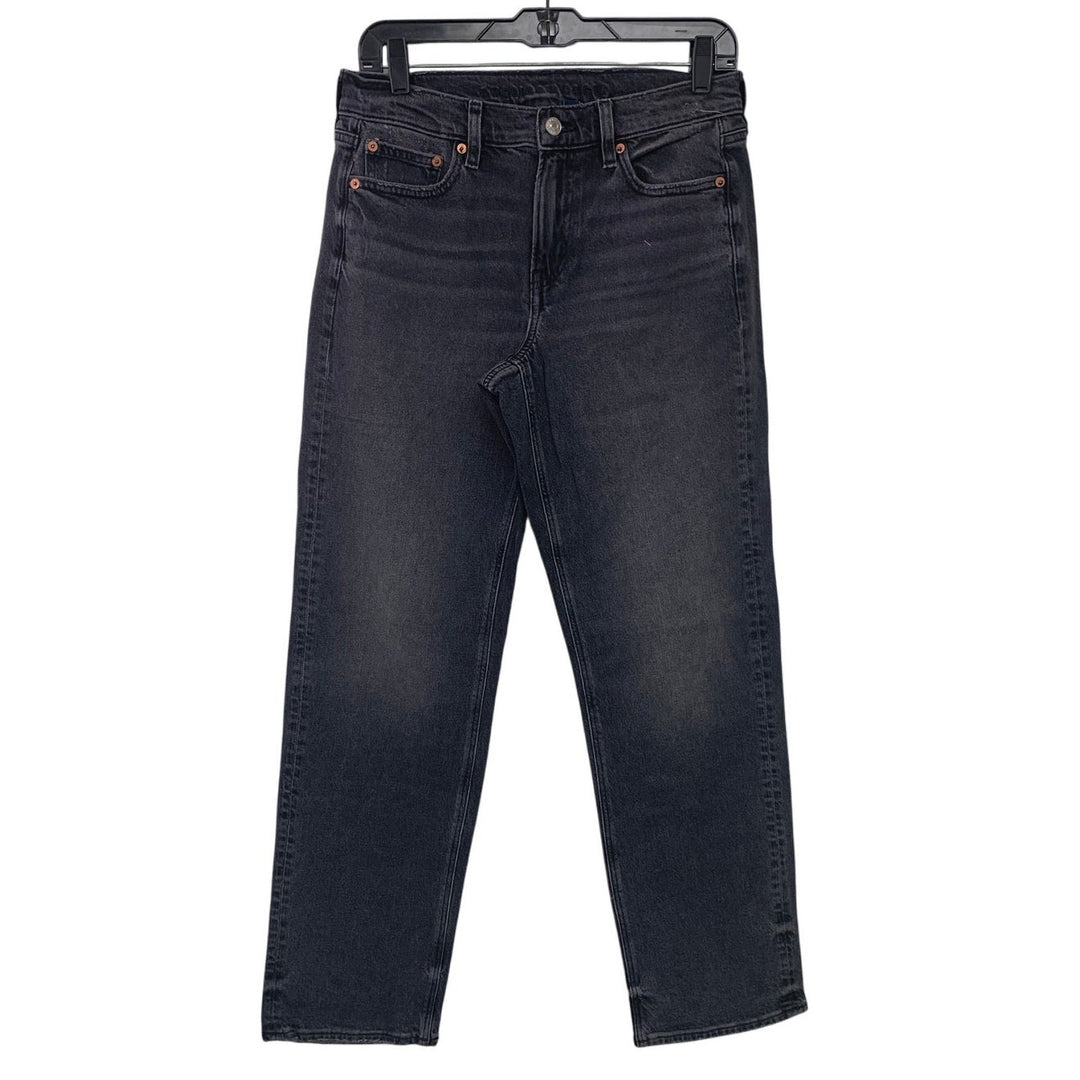 New American Eagle Womens Size 4 Black High Rise Relaxed Straight Denim Jeans