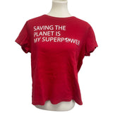 Hand Printed Upcycled Womens XL Saving the Planet is My Superpower Tee Shirt
