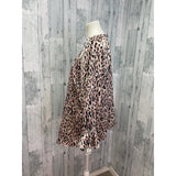 New Bar III Womens 1X Long Sleeve Polyester Leopard Spot V-Neck Flowy Blouse