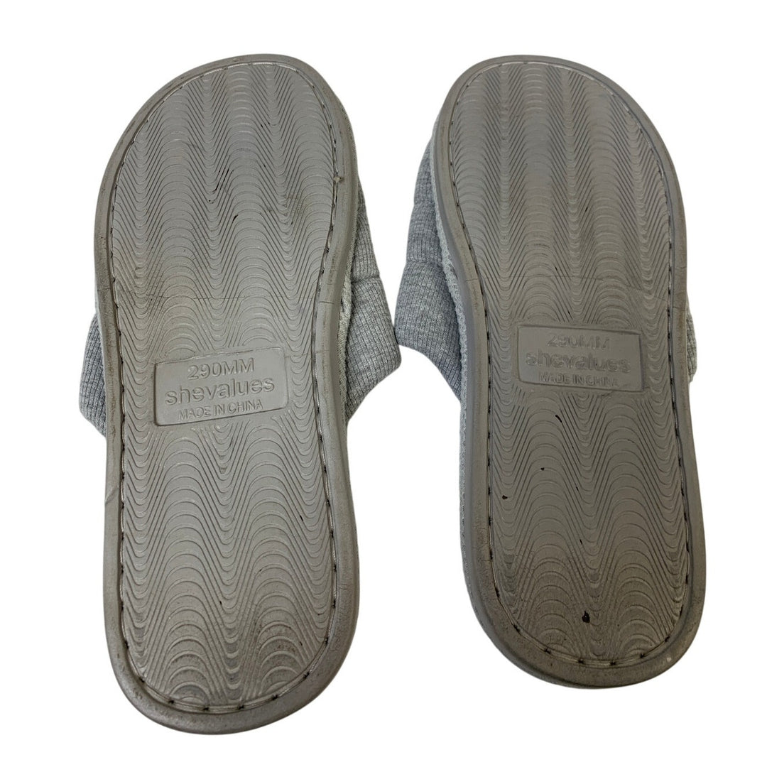 Shevalues Womens Size 11-12 Gray Slippers Open Round Toe Slip On House Shoes