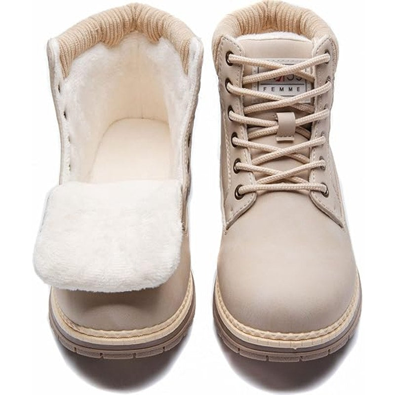 New Anjoufemme Womens Size 7.5 Tan Faux Suede Waterproof Outdoor Hiking Boots