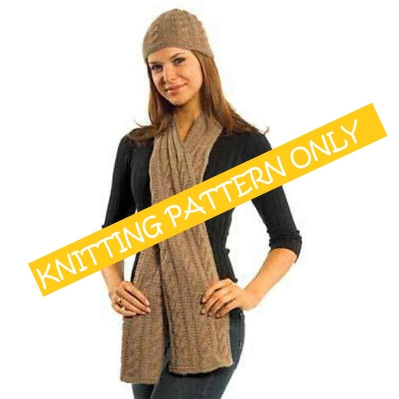 NWT Plymouth Yarn Design N054 Suri Merino Cabled Hat and Scarf Knitting Pattern