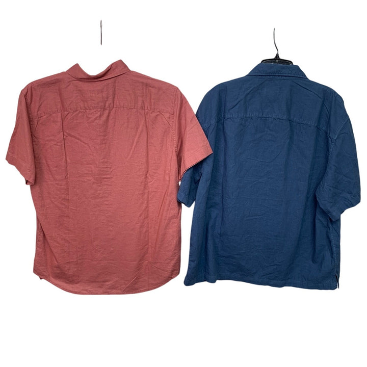 2 New American Eagle Mens Medium Blue Salmon Short Sleeve Button Up Shirts