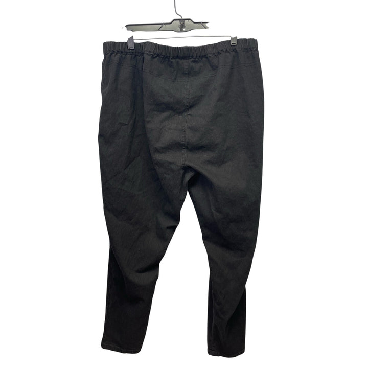 DG2 by Diane Gilman 3X Black Ramie Cotton Blend Stretchy Elastic Waist Pants