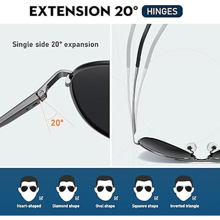 New Phikttu Black Mens Retro Aviator Polarized Lens Metal Frame UV Sunglasses