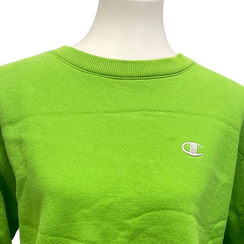 Champion Eco Mens Medium Neon Green Long Sleeve PolyCotton Crew Neck Sweatshirt