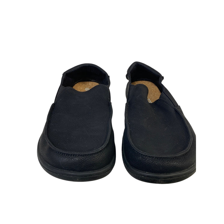 Pulltop Mens Size 10 Black Faux Leather Closed Round Toe Slip On Slippers Shoes