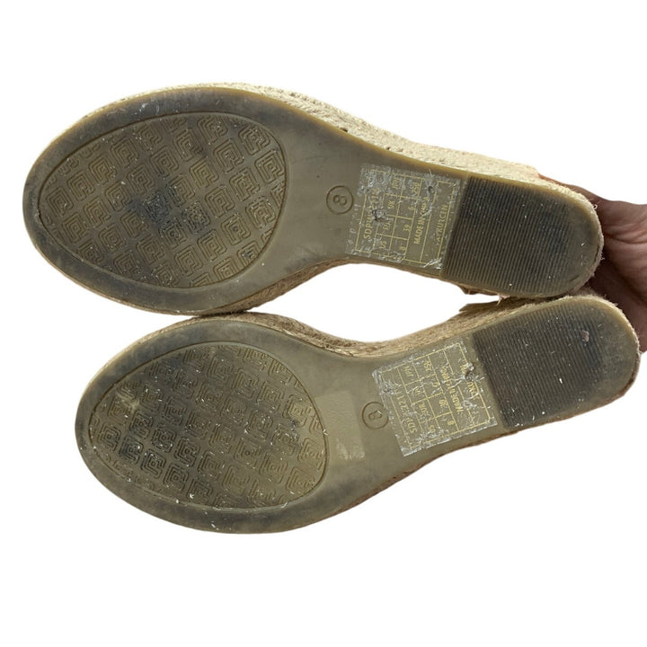 Dream Pairs Women Size 8 Clear Strap Tan Open Toe 4" Wedge Heel Espadrille Shoes