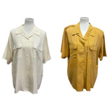 2 Anna and Frank Woman Plus Size 1X 100% Silk Short Sleeve Button Down Blouses