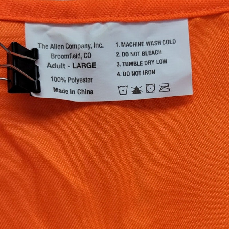 The Allen Company Mens Large 100% Polyester Neon Orange Safety Vest