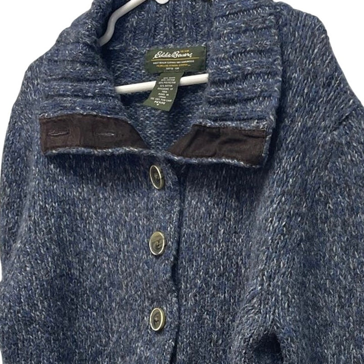 Eddie Bauer Womens Petite Small Wool PolyCotton Button Up Cardigan Sweater