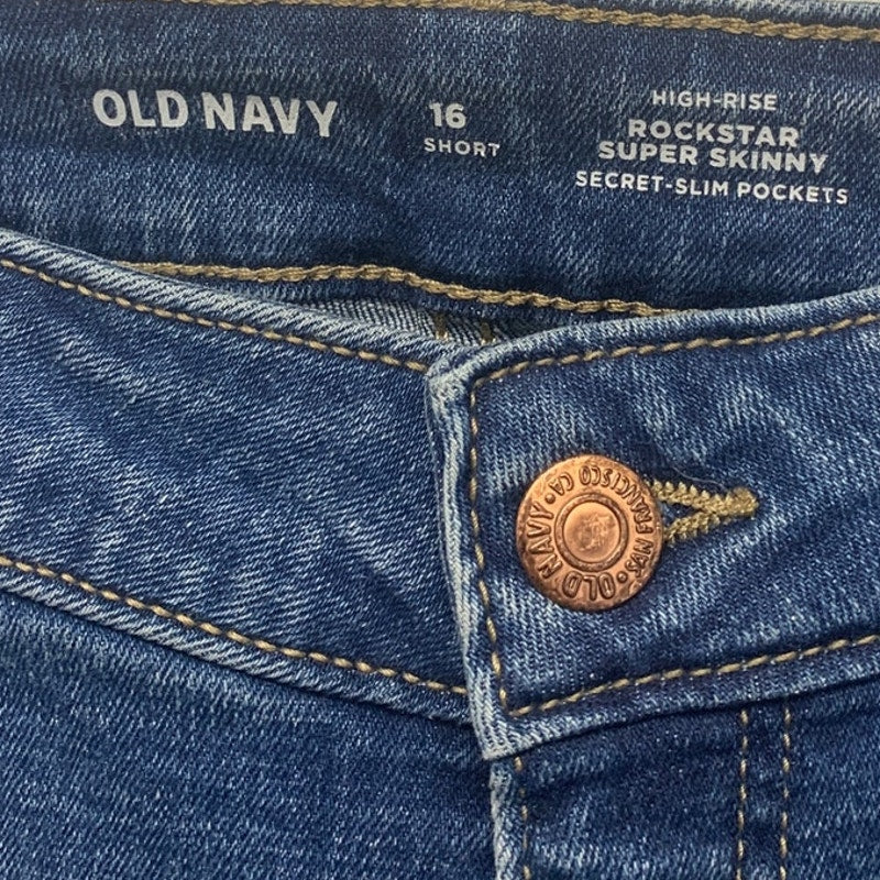 New Old Navy Womens 16 Distressed Short High Rise Rockstar Super Skinny Jeans