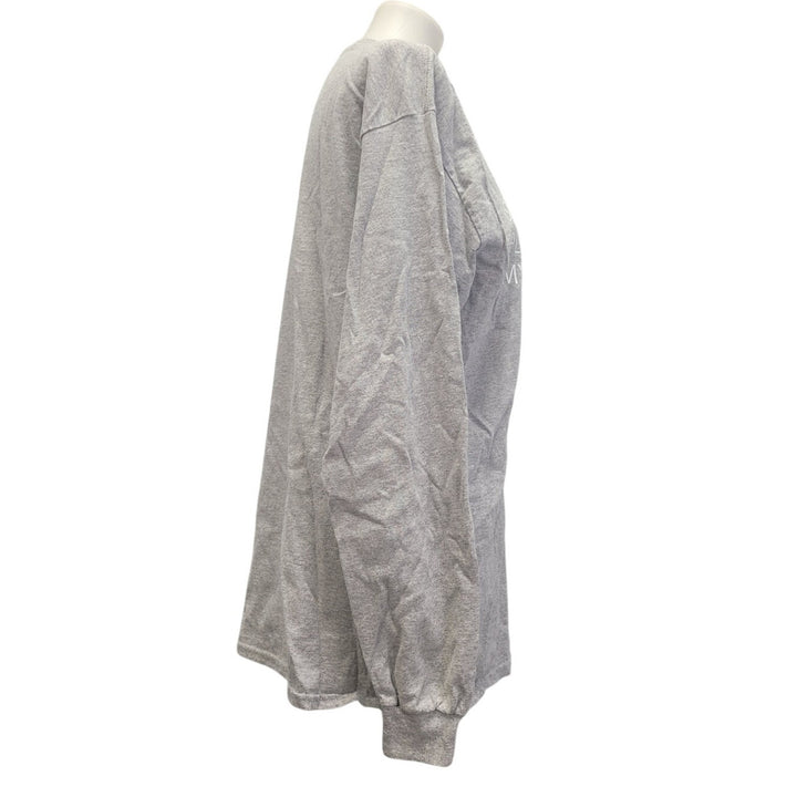 Hand Printed Upcycled Womens XL Saving the Planet Superpower Long Sleeve T-Shirt