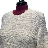 New Style & Co 2X White Popcorn Boucle Long Sleeve Fuzzy Crew Neck Sweater