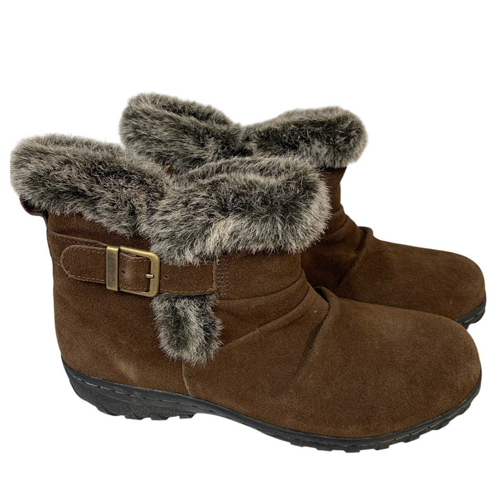 Khombu Womens Size 9 Brown Lindsey Boot Suede Side Zip Round Toe Shoes