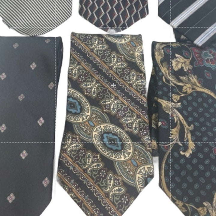 Lot of 6 Black SIlver Gray Striped Floral Vintage and Modern Mens Neck Ties