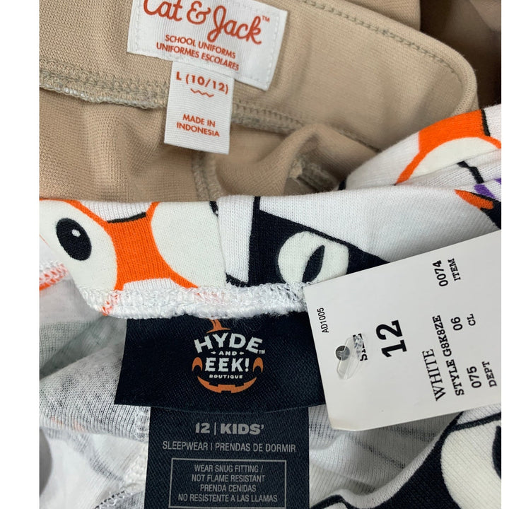 2 New Hide &amp; Eek Cat &amp; Jack Girls Large (10/12) Glow In The Dark Uniform  Pants