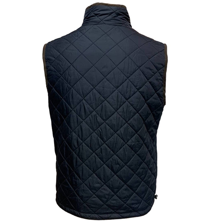 Travelsmith Mens Medium Reversible Tan Faux Suede Black Quilted Full ZIp Vest
