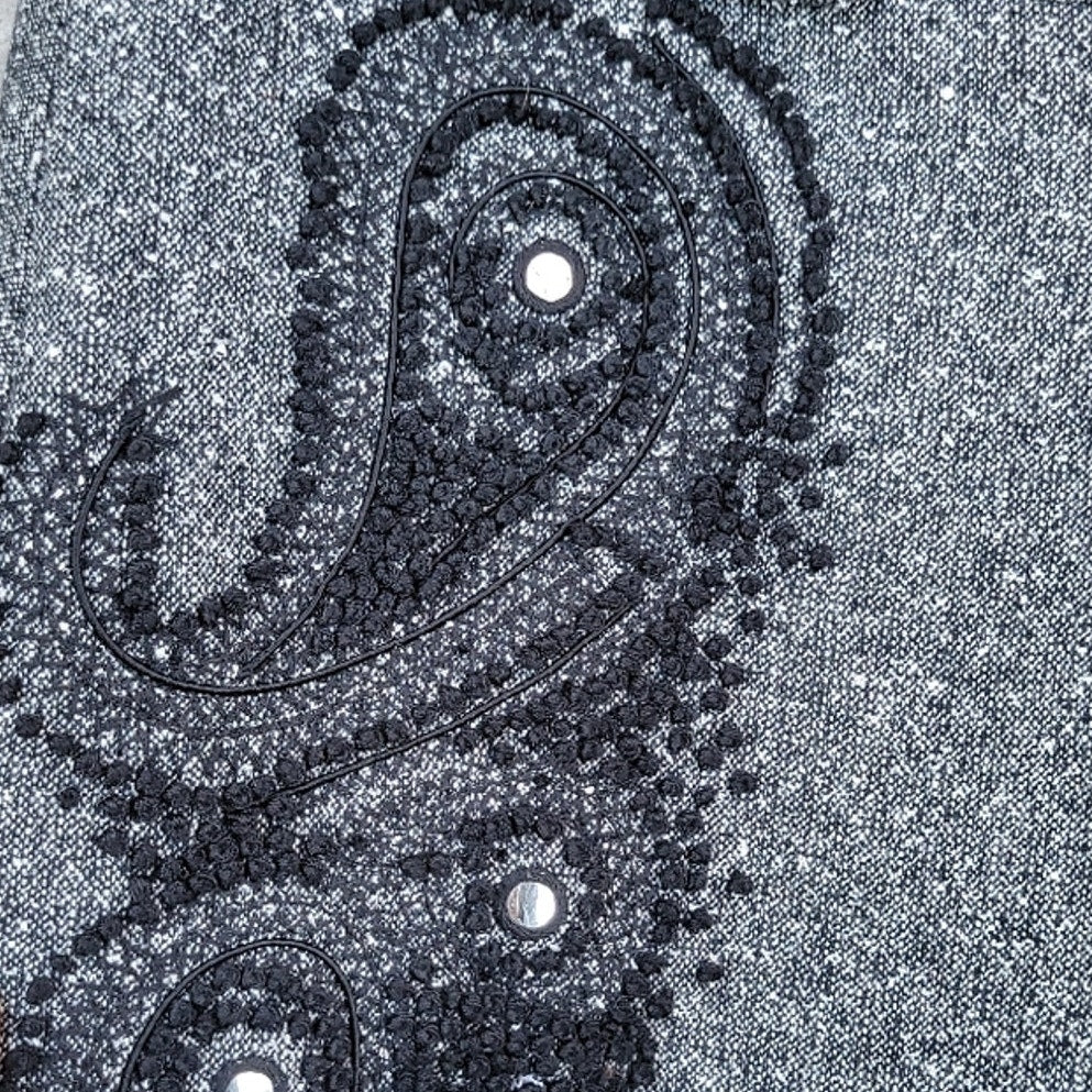 Etcetera Womens Size 0 Gray Black Embroidered Paisley Wool Blend Dress Pants