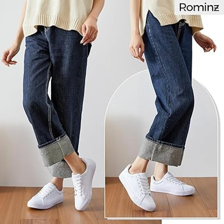 New Rominz Womens Size 8.5 White Canvas Basic Lace Up Lightweight Sneaker Shoes