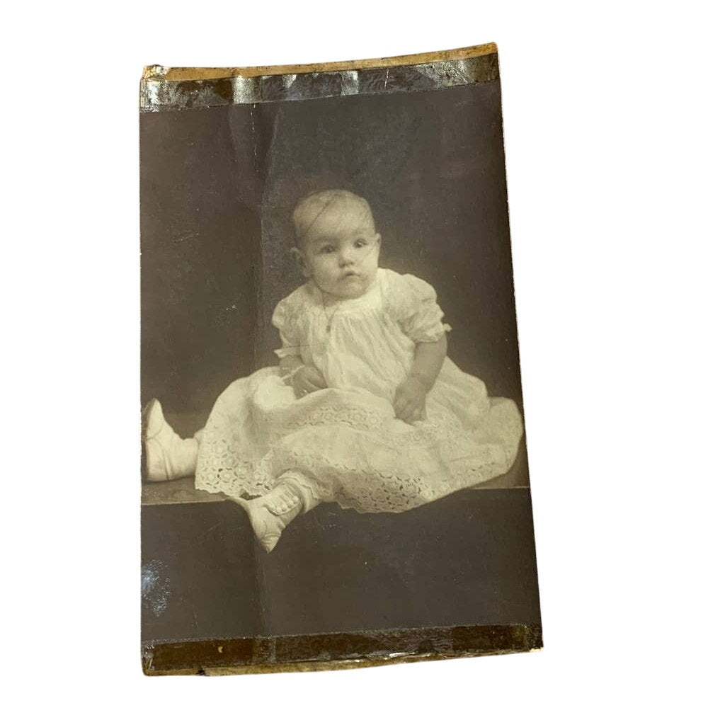 Antique Vintage Baby in Dress and Shoes Photograph from St. Louis Missouri