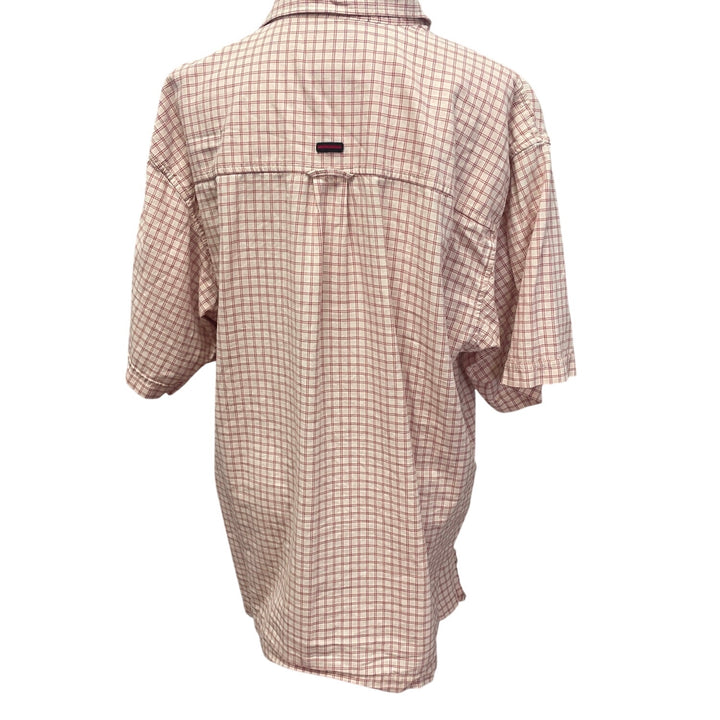 Vintage 1990s FUBU Mens XL Short Sleeve Cotton Blend Button Up Shirt Small Hole