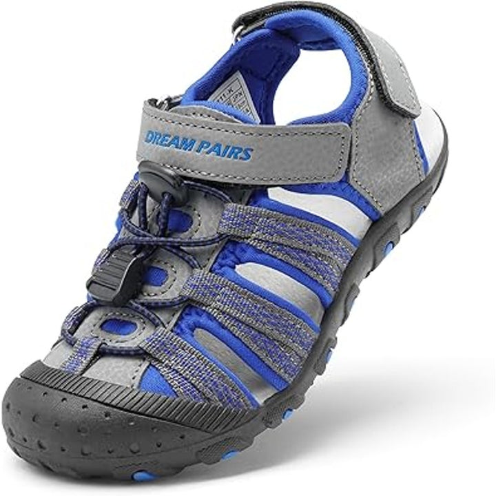 Dream Pairs Boy Size 2 Blue Gray Hook Loop Close Toe Athletic Sport Sandal Shoes