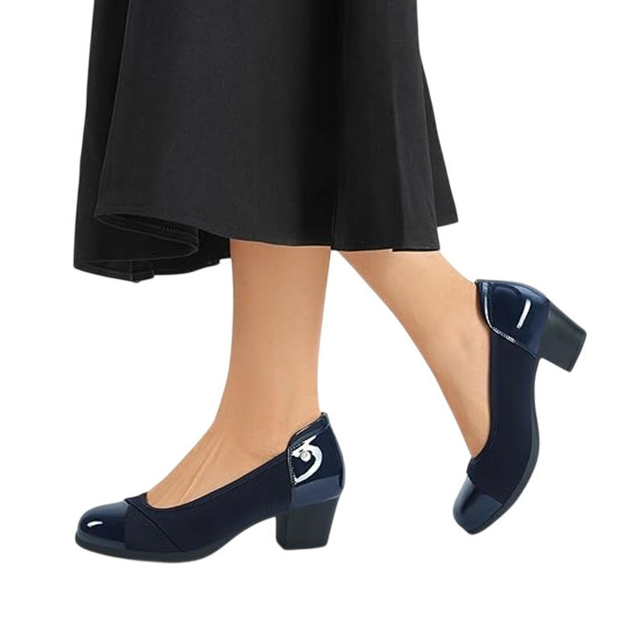 New Dream Pairs Womens Size 7 Navy Blue 2" Chunky Block Heel Closed Toe Shoes