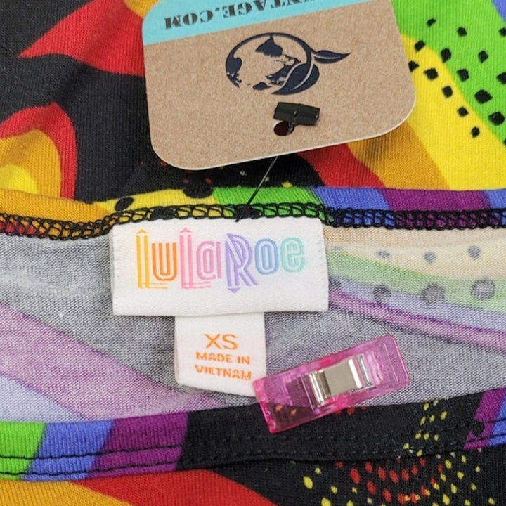 Hand Printed Upcycled Womens XS Stay Tomorrow Needs You Rainbow Swirl Tee Shirt