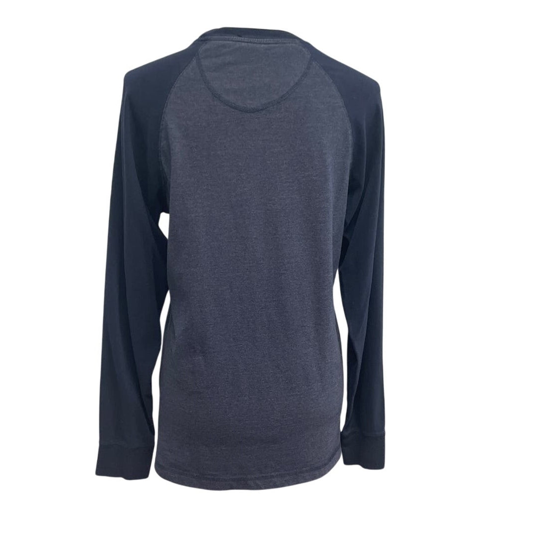 Hand Printed Upcycled Mens Small Planet Earth Long Sleeve Crew Tee Shirt